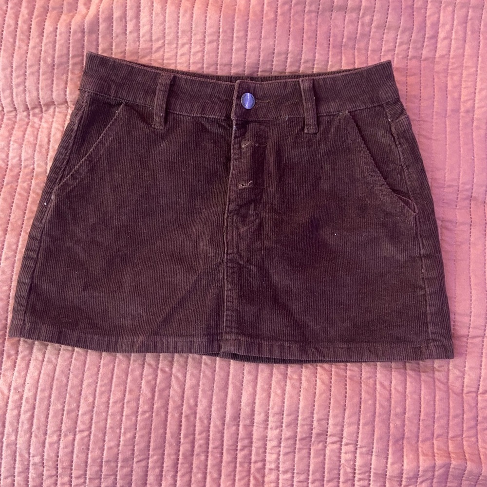 Brown Corduroy Mini Skirt